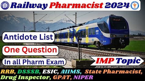 Railway Pharmacist Vacancy 2024 Lecture 1 Antidote List Rrb