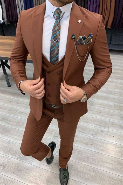 Mens Burnt Orange Suit Groom Style Giorgenti Custom Suits Brooklyn