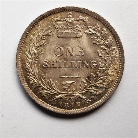 1872 Queen Victoria Silver Shilling T M J Hughes Coins