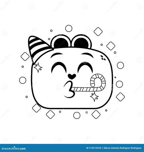 Vector Cartoon Cute Partying Face Emoji Isolated Illustration Stock ...