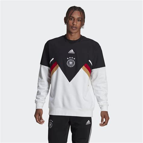 Sweat adidas Allemagne 2022 Icon Crew Noir Blanc Vêtements