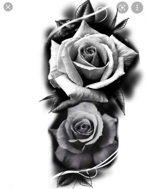 A Black And White Rose Tattoo Design On The Side Of A Woman S Arm