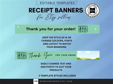 Etsy Receipt Banner Canva Templates Etsy Receipt Banner Etsy Order