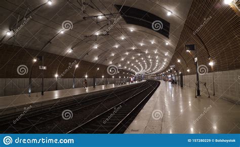 Underground Subway Tunnel with Bright Lighting. Action Stock Image ...