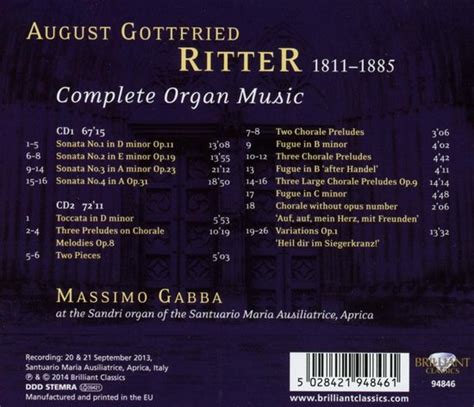 Ritter Complete Organ Music Roberto Marini Cd Album Muziek Bol