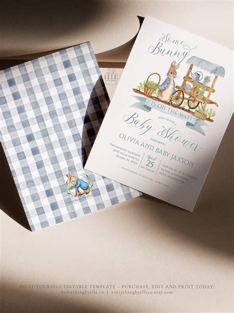 Peter Rabbit Baby Shower Invitation Editable Peter Rabbit Etsy