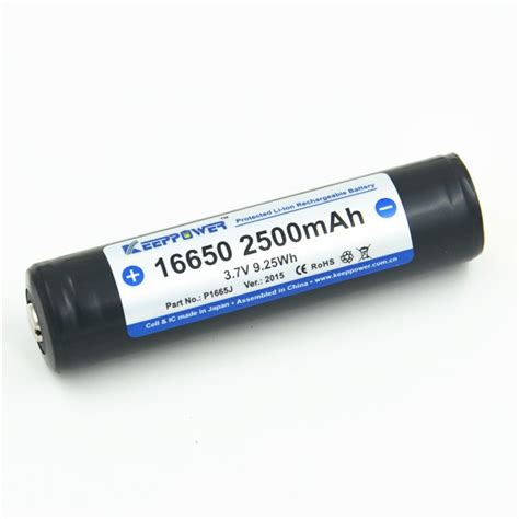 Keeppower 16650 or 17650 2500mAh 3.6V - 3.7V Li-Ion battery protected ...
