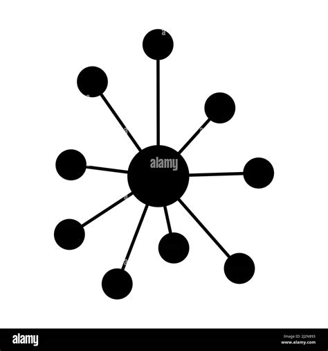 Hub Flat Network Icon Connect Structure Vector Symbol Isolated On