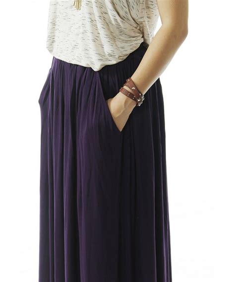 Womens Rayon Spandex Layered Maxi Skirt With Pockets Size S M