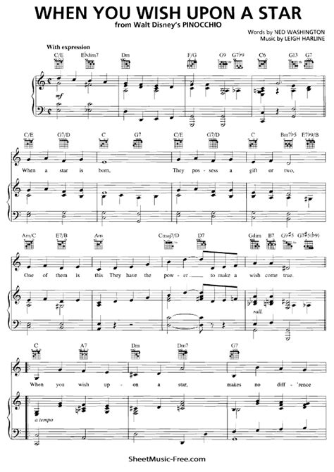 When You Wish Upon A Star Lead Sheet With Verse And Lyrics Sheet Music