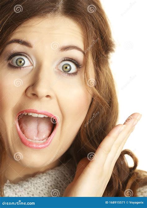 Shocked Amazed Woman Gesturing With Hands Stock Image Image Of