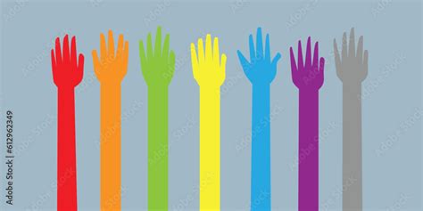 LGBT Pride Month Multiracial hands. The colors of the rainbow are ...