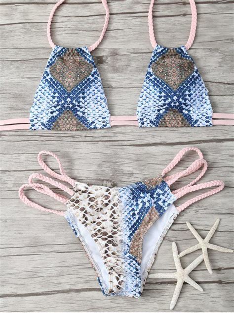 18 OFF 2021 Braided Straps Snakeskin Bikini In COLORMIX ZAFUL