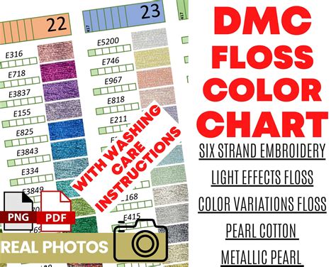 DMC Floss Color Chart With Actual Thread Sample Photos Has 581 Color ...