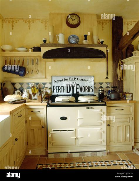 Cream Aga Range In Cream Painted Kitchen Stock Photo Alamy