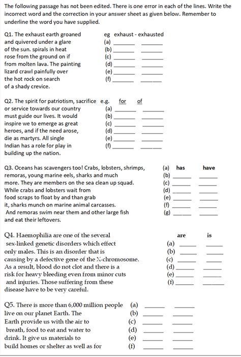 Editing Errors Worksheet English Grammar