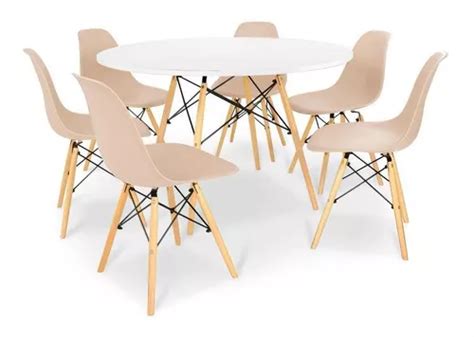 Kit Mesa Jantar Eiffel Cm Branca Cadeiras Eames Eiffel Cor Nude