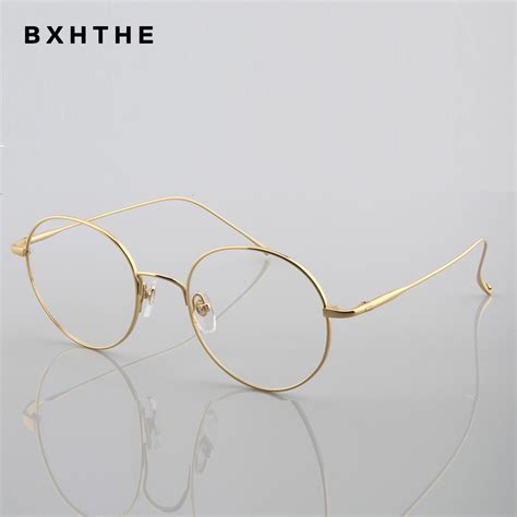 Solid Pure Titanium Round Eyeglasses Frame Myopia Grandado