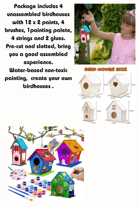 hapray 4 Pack Bird House Crafts for Kids Ages 5-8 8-12, Buildable DIY ...