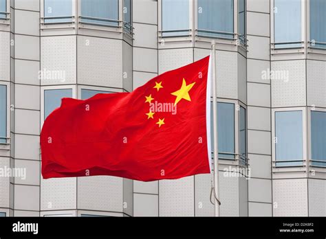 Berlin, Germany, China flag at the Chinese Embassy Stock Photo - Alamy