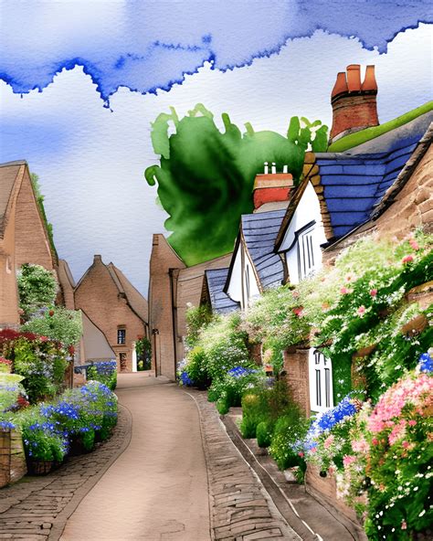 English Village in Watercolor · Creative Fabrica