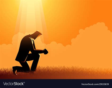 Man Praying Under Light Royalty Free Vector Image