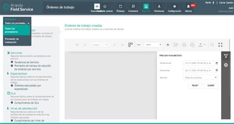 Reportes De Rdenes Aranda Field Service
