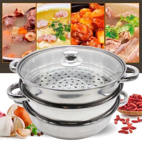 3 Niveau En Acier Inoxydable Vapeur Cuiseurs Vapeur Pan Cook Pot Set 28cm Cdiscount Electroménager