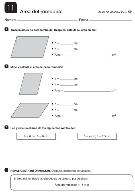 5º y 6º Educación Primaria Plan de mejora 6º Tema 11 ÁREAS Y VOLÚMENES