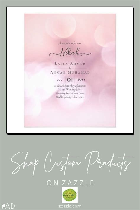 A Pink And White Wedding Card With The Words Shop Custom Products On