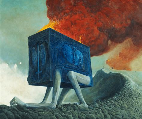 Zdzis Aw Beksi Ski Artwork Fire Boxes Smoke Legs Arms Wallpaper