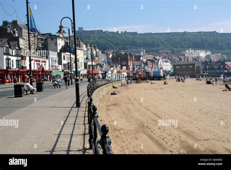 Scarborough South Bay Beach And Promenade Pictured In The Resort Of