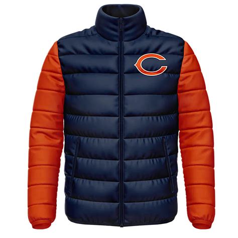 Navy Orange Full Zip Chicago Bears Puffer Jacket Jackets Masters