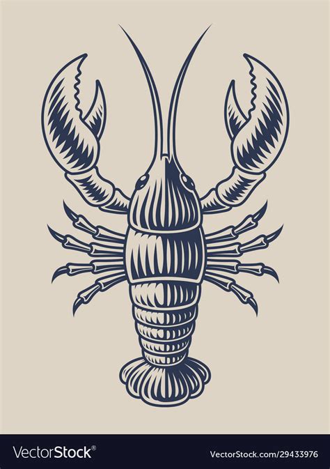 A Lobster In Engraving Style Royalty Free Vector Image