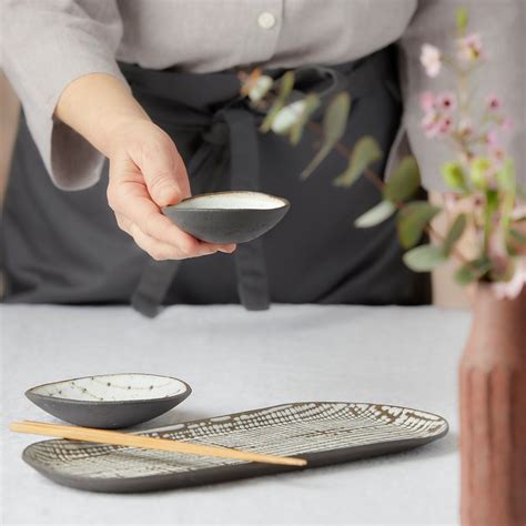 Black And White Ceramic Tray With Pattern Oval Platters Etsy