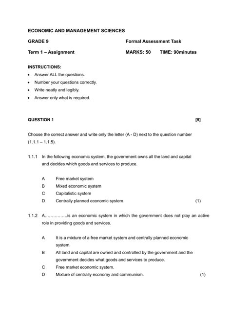 Grade 9 Ems Task