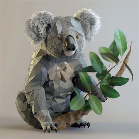 bear   geometric shapes sits  front   tree premium ai