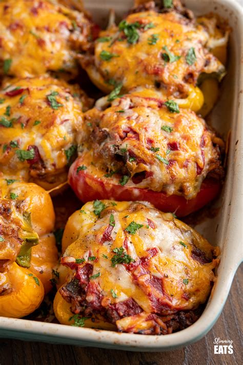 Cheesy Topped Stuffed Peppers Slimming Eats Recipe