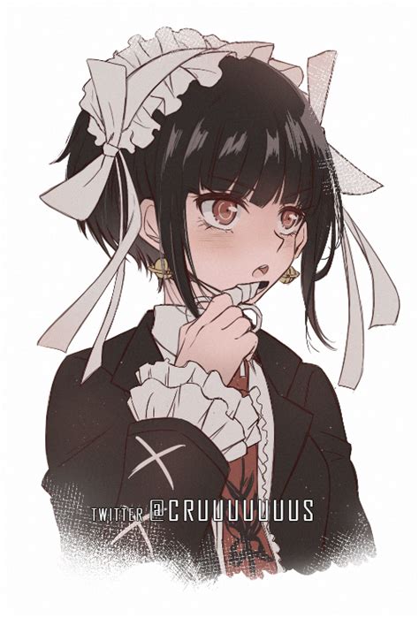 Safebooru 1girl Alternate Hair Length Alternate Hairstyle Bangs Black Hair Black Nails Blush