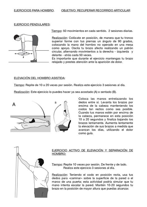 Memorizar Armonioso Nuestra Rehabilitacion Del Hombro Ejercicios