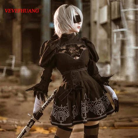 Vevefhuang Nier Automata B Cosplay Anime Women Costume Set Outfit