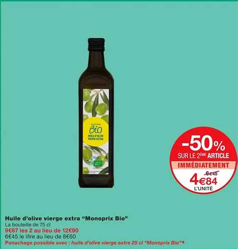 Offre Huile D Olive Vierge Extra Monoprix Bio Chez Monoprix