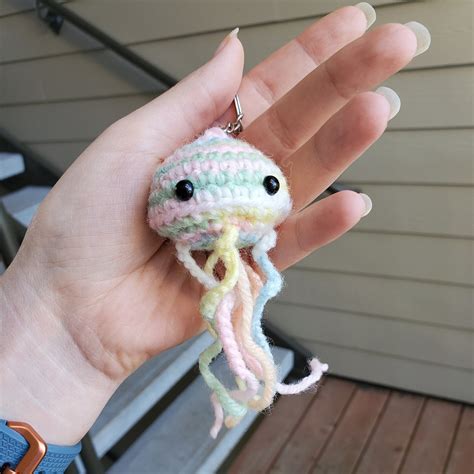 Crochet Amigurumi Jellyfish Keychain Etsy