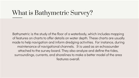 PPT Steps To Perform Bathymetric Surveys PowerPoint Presentation