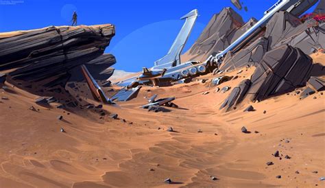 Landscape With A Crashed Spaceship Sviatoslav Gerasimchuk Landscape