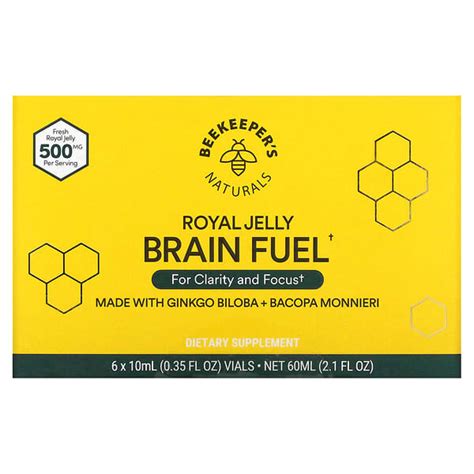 Beekeepers Naturals Royal Jelly Brain Fuel 6 Vials 035 Fl Oz 10