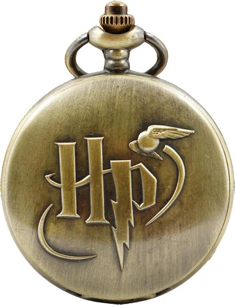 Harry Potter Pocket Watch H P Letter Bronze Vintage Hollow Quartz