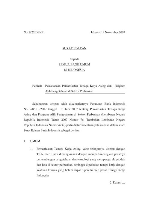 PDF SURAT EDARAN Perihal Pelaksanaan Pemanfaatan Tenaga Kerja