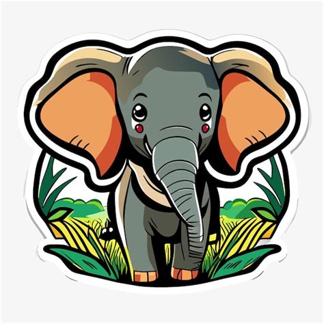 Premium Vector Cartoon African Forest Elephant Sticker Illustration