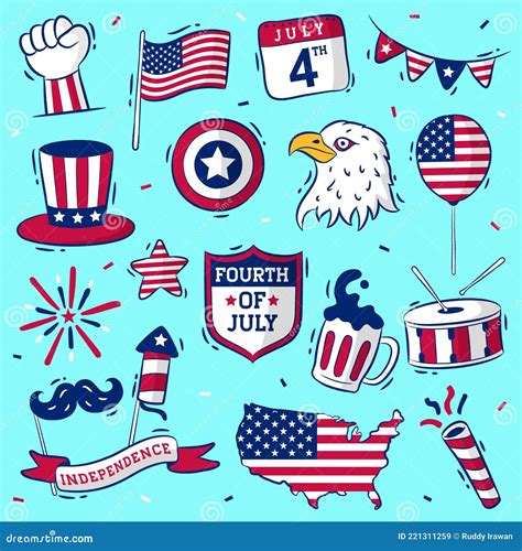 Hand Drawn USA Independence Day Vector Stock Vector Illustration Of